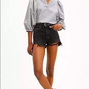 LEVI’S 501 Wise Up Black High Rise Original Denim Jeans Shorts 29 Distressed NWT